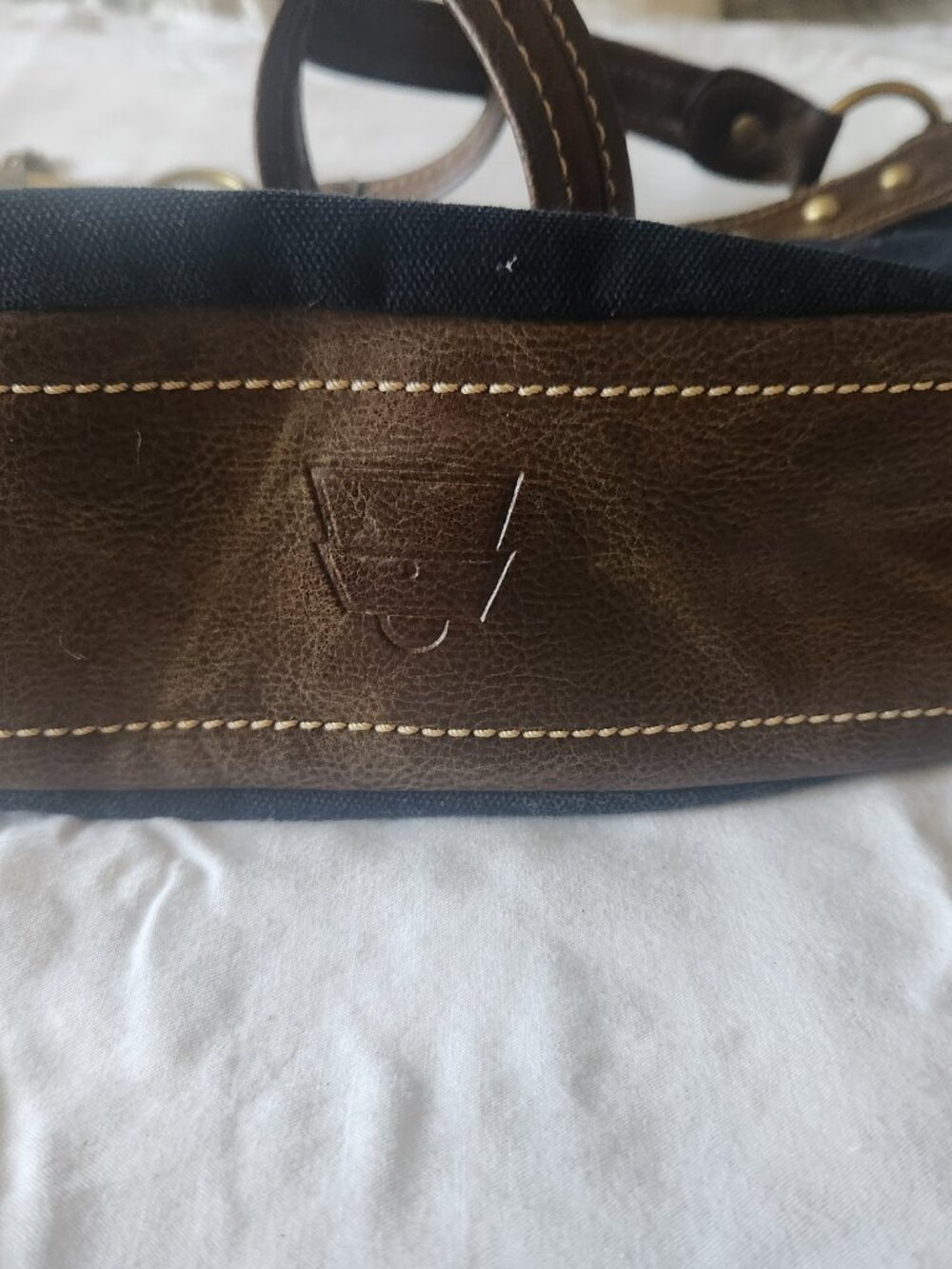 KATHY Van ZEELAND women's Shoulder bag black/brown canvas body Large - Picture 5 of 8